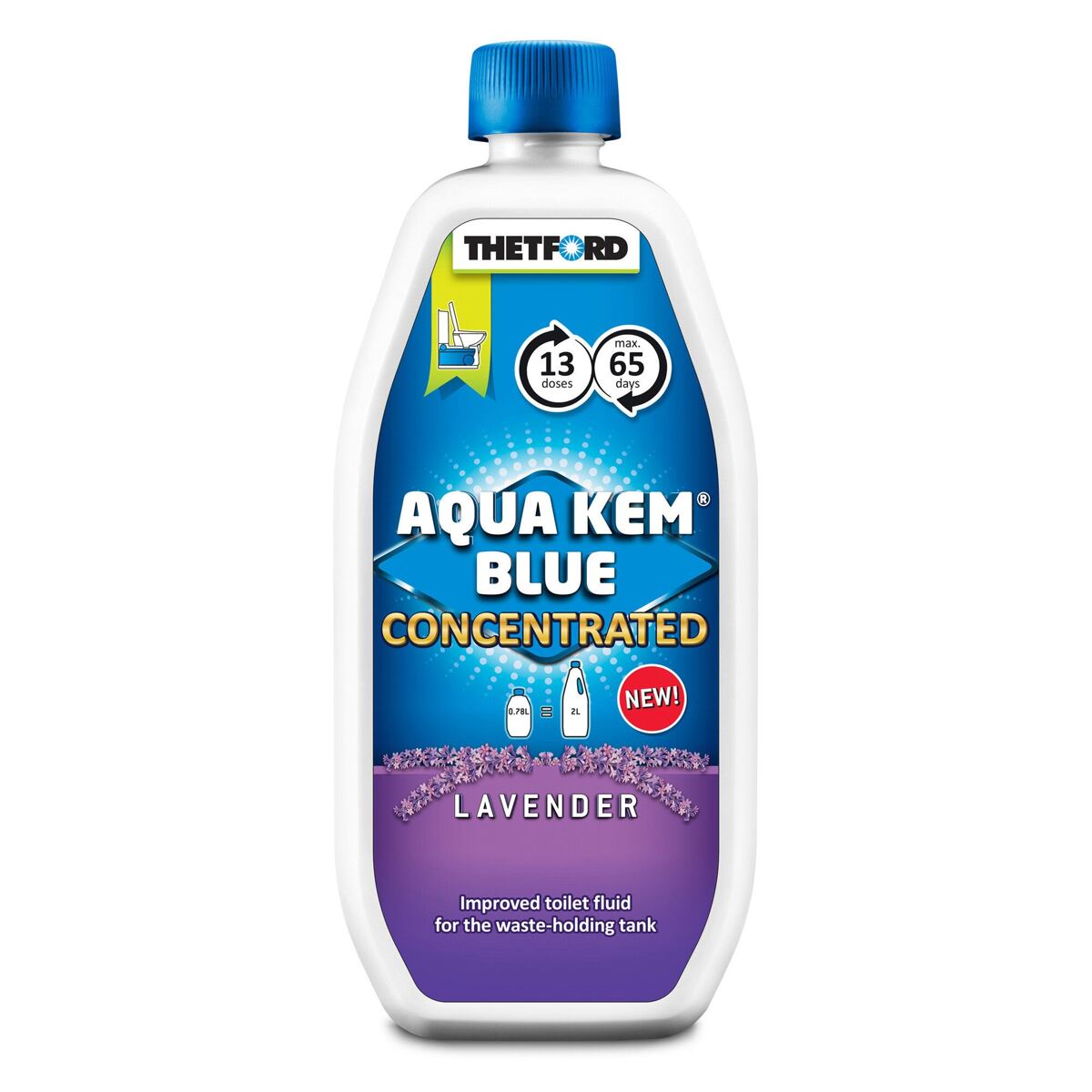 Koncentrovaná chémia Thetford Aqua Kem Blue 780 ml vôňa levanduľová vôňa